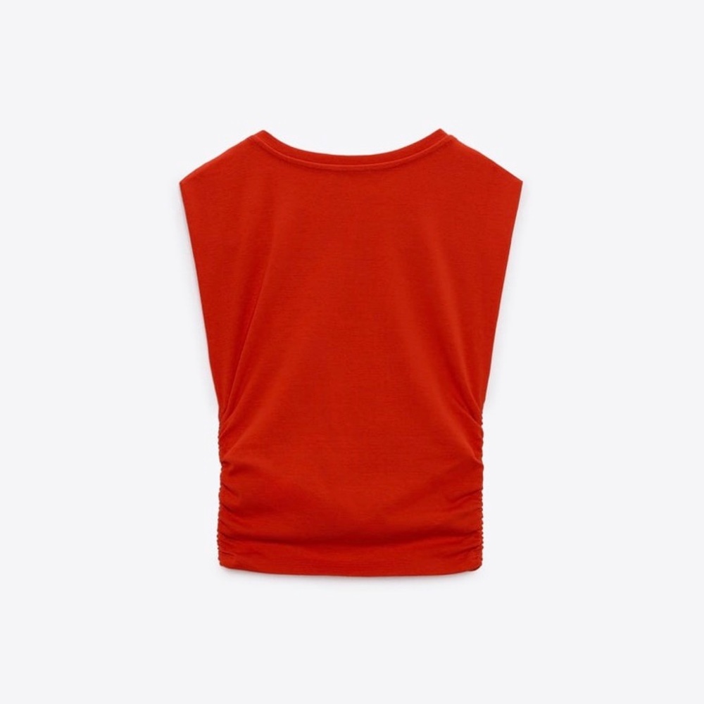 ZARA red side sinched shirt